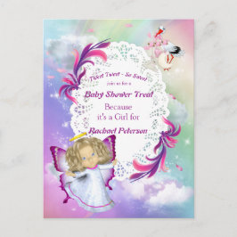 Postal Arcos de lluvia, nubes esponjosas y Baby Shower de