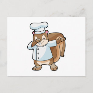 Postal Ardilla como cocinero con delantal de cocina