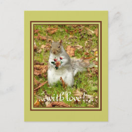 Postal Ardilla con rosas