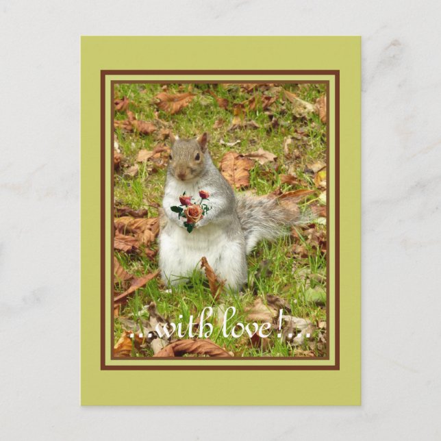 Postal Ardilla con rosas (Anverso)