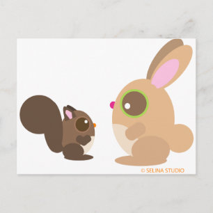 Postal ardilla + conejo
