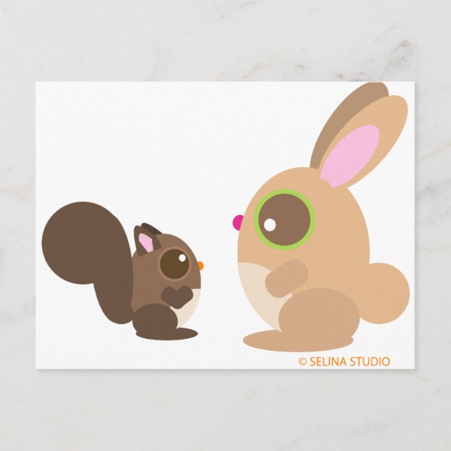 Postal ardilla + conejo (Anverso)