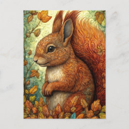 Postal Ardilla Cuta en el bosque caprichoso