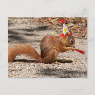 Postal ardilla de cumpleaños feliz
