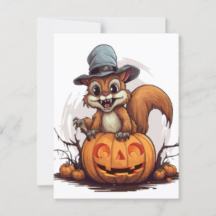 Postal ardilla de Halloween