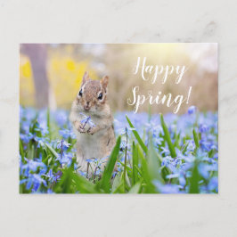 Postal ardilla de texto personalizado en flores silvestre