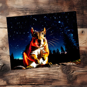 Postal Ardilla divertida de camping animal lindo primer p
