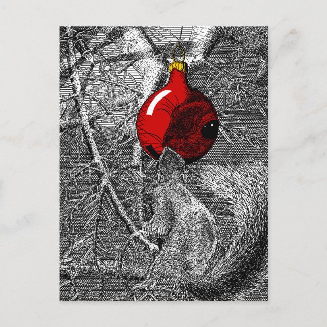 Postal Ardilla en árbol de Navidad (Anverso)