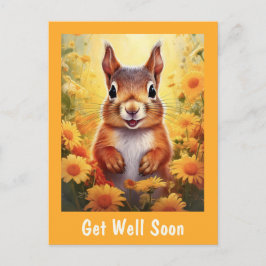 Postal Ardilla en flores amarillas lindo que te mejores p