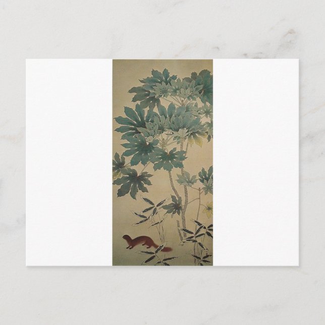 Postal ardilla por Hishida Shunso (Anverso)