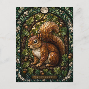 Postal Ardilla, Vidrio Emplomado de Tapa de Bellota