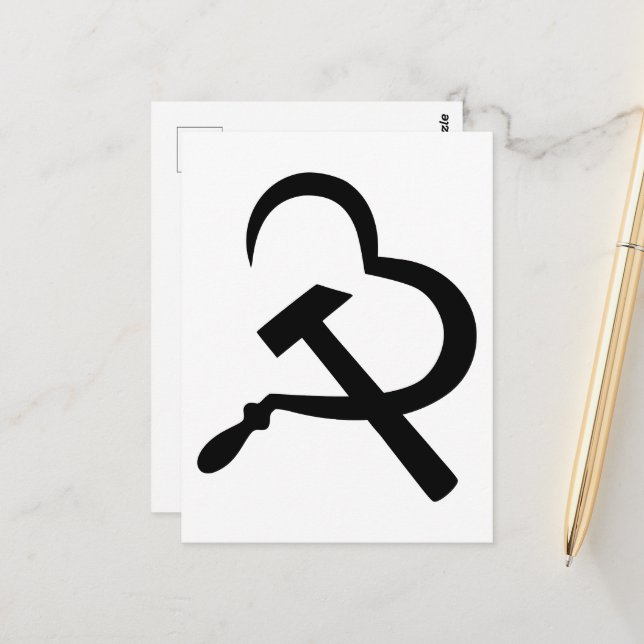 Postal Ardilla Y Martillo, Corazón, Amor, Comunismo (Anverso/Reverso In Situ)