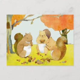 Postal Ardillas forestales otoñales