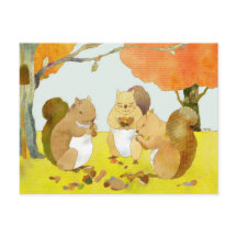 Ardillas forestales otoñales