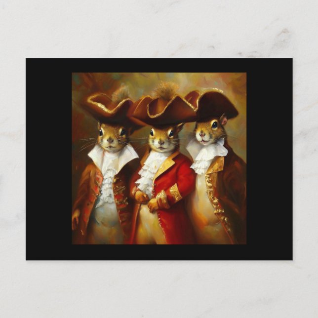 Postal Ardillas tres mosqueteros (Anverso)