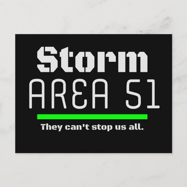 Postal Área 51 de la tormenta No pueden detenernos todos  (Anverso)