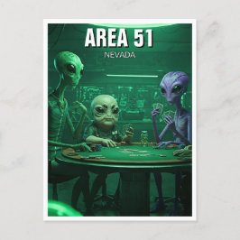 Postal Área 51 Nevada Aliens poker