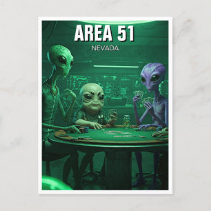 Postal Área 51 Nevada Aliens poker