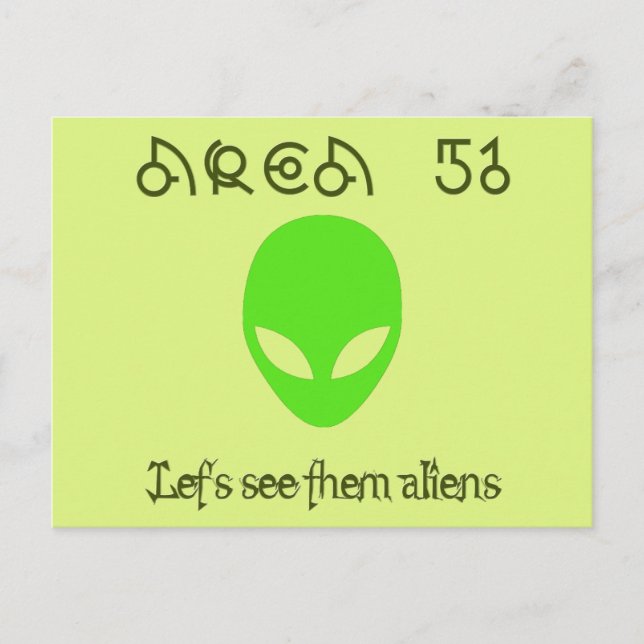 Postal Área 51 Veamos a los alienígenas (Anverso)