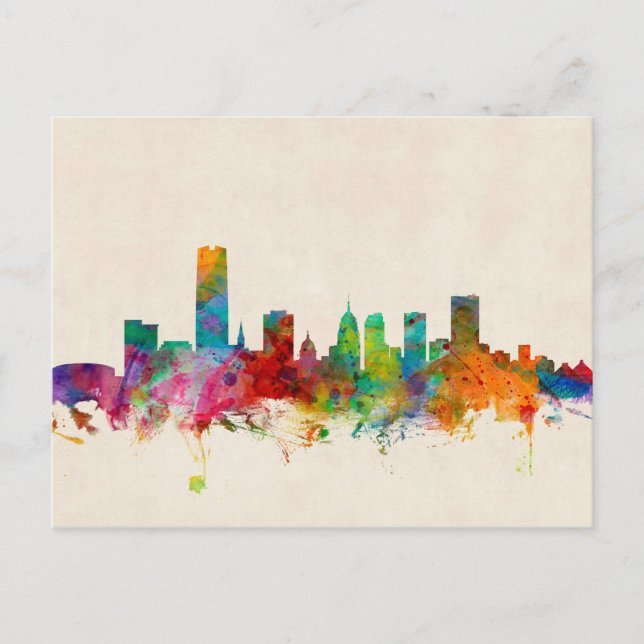Postal Área aérea de Oklahoma City Skyline (Anverso)