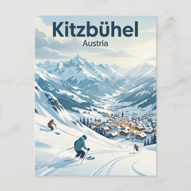 Postal Área de esquí de Kitzbühel Austria (Anverso)