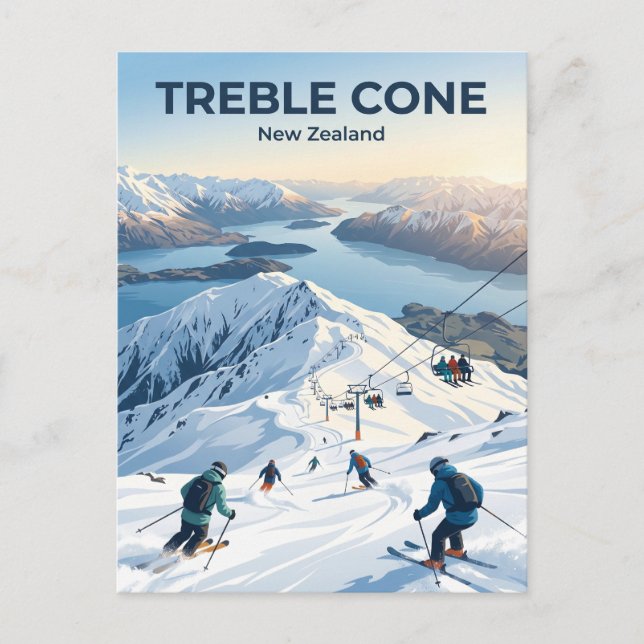 Postal Área de Esquí Treble Cone Nueva Zelanda (Anverso)