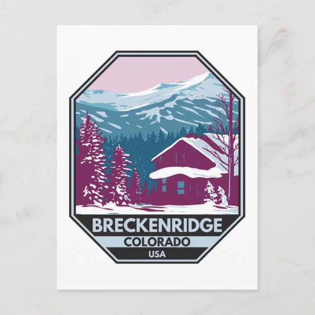 Postal Área de esquiar de invierno de Breckenridge Colora (Anverso)