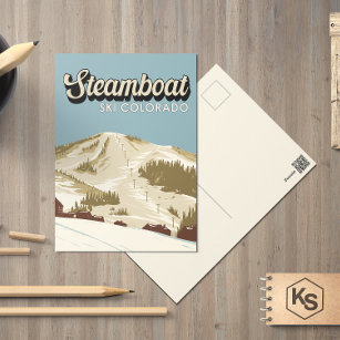 Postal Área de esquiar Steamboat Winter Colorado Vintage