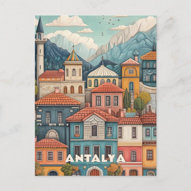 Postal Área de Kaleici de Antalya Turkiye Travel (Anverso)