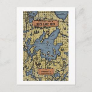 Postal Área del lago Leech, Minnesota - Escenas de letras