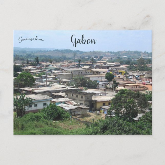 Postal Área del mercado de Poto Poto Franceville Gabón (Anverso)