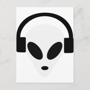 Postal área extraterrestre con auriculares dj 51