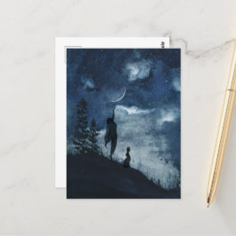 Postal Arena azul oscuro acuarela media luna diosa de la 