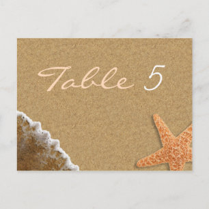 Postal Arena y conchas Beach Tema Boda Número de tabla