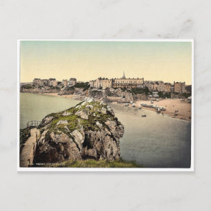 Postal Arenas del Sur, Tenby, Gales, raro fotocromo