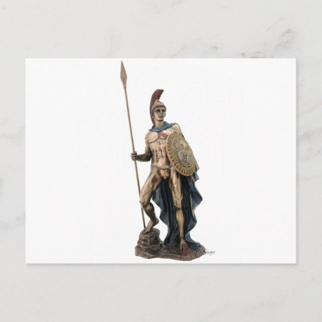 POSTAL ARES GREEK WARRIOR DIOS STATUE (Anverso)