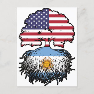 Postal Argentina: Bandera de raíces argentinas norteameri
