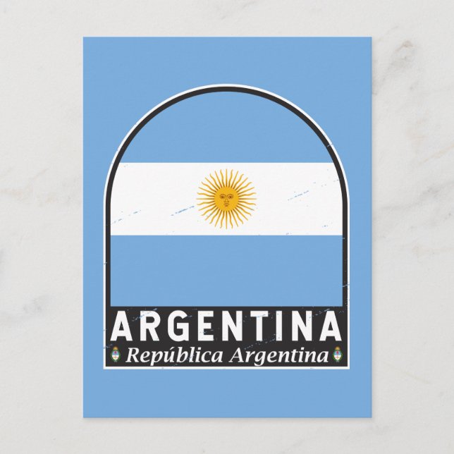 Postal Argentina Bandera Emblem Molestias Vintage (Anverso)