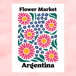 Postal Argentina Flower Market Pink Daisy & Blue Meadow