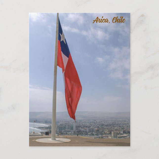 Postal Arica, Chile, Morro de Arica, Flag / City View (Anverso)
