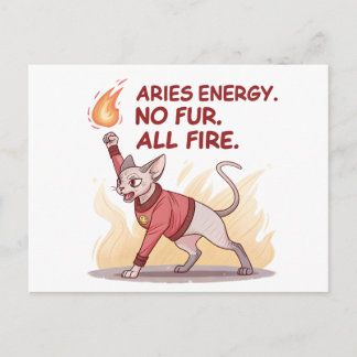 Postal Aries Energy Gato Esfinge Sin Pelaje Todo Fuego Ar