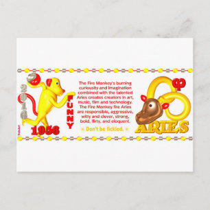 Postal Aries, mono de fuego zodiaco de ValxArt, nacido en