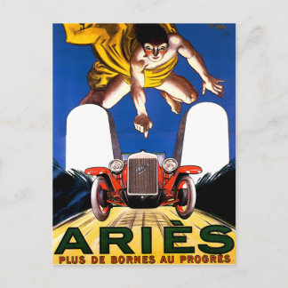 Postal Aries Motorcar ~ Anuncio de vagón de turismo de ép