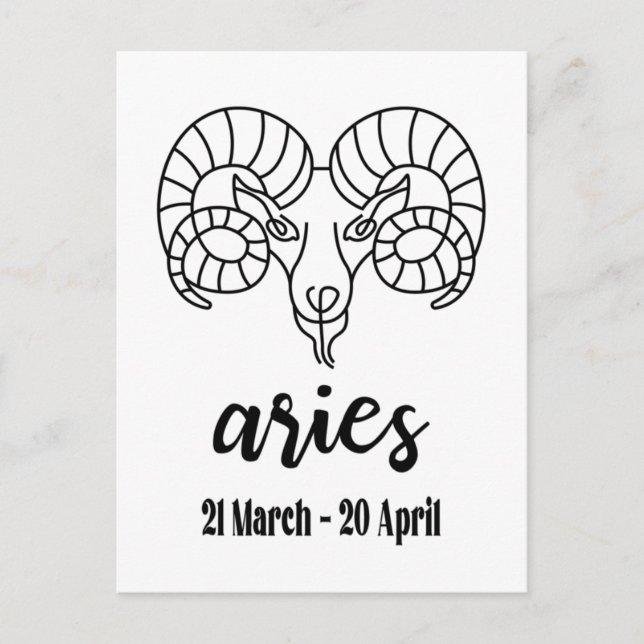 Postal Aries, signo de Zodiac (Anverso)