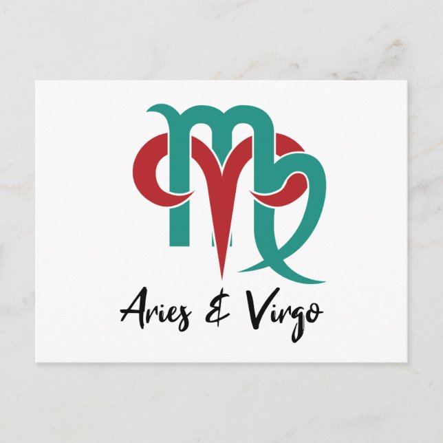 Postal Aries y Virgo Zodiac Couple Horóscopo (Anverso)