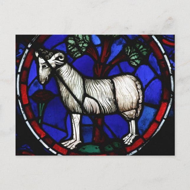 Postal Aries Zodiac Sed Glass Notre-Dame de Paris Pc (Anverso)