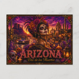 Postal Arizona Día de los Muertos Retro