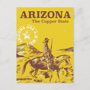 Postal Arizona el estado del cobre cartel de viaje vintag