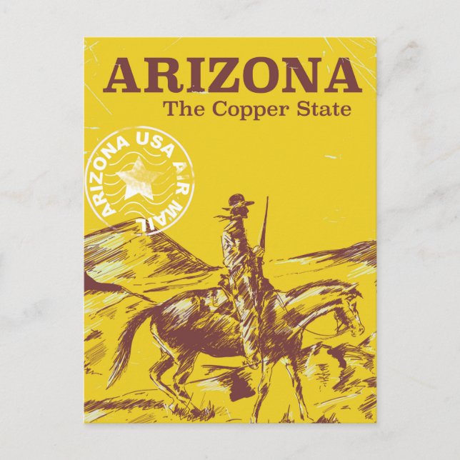 Postal Arizona, la poster de viajes de cosecha de cobre (Anverso)