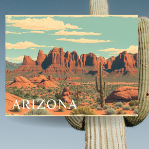 Postal Arizona Red Rocks Vintage Viaje Retro